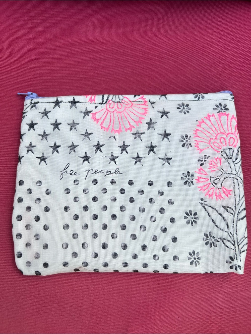 Free People Upcycled Zip Pouch makeup bag double lined